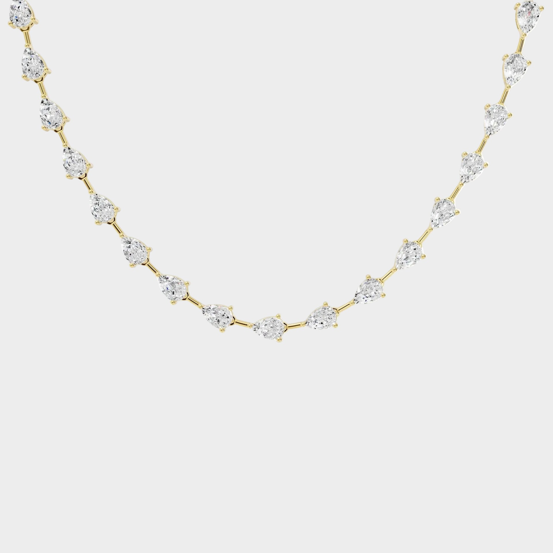 14 Ct Pear Cut Lab-Grown Diamond Tennis Necklace In 14K Yellow Gold